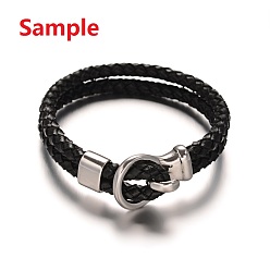 Couleur Acier Inoxydable 304 inoxydable fermoirs crochet en acier, pour la fabrication de bracelets en cuir, couleur inox, 34x19x10.5mm, Trou: 12.5x15mm