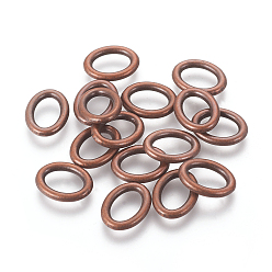 Red Copper Tibetan Style Linking Rings, Oval Ring, Cadmium Free & Nickel Free & Lead Free, Red Copper, 16x12.5x2.5mm, Hole: 11mm