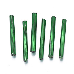 Зеленое Покрытие Непрозрачные стеклянные скрученные бусины из стекляруса, круглое отверстие, зеленый покрытием, 25~26x2.5 мм, отверстие : 1 мм, около 1500 шт / упаковка