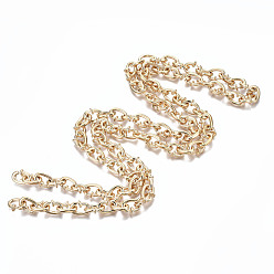 Light Gold Alloy Chains, Metal Nail Link Chains, Long-Lasting Plated, Unwelded, Cadmium Free & Nickel Free & Lead Free, Light Gold, 14.5x10.5~11.5x5mm