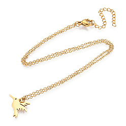Golden 201 Stainless Steel Pendants Necklaces, Bird, Golden, 16.3 inch(40cm)x1mm