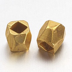 Golden Brass Spacer Beads, Faceted, Column, Golden, 3x3mm, Hole: 1.5mm