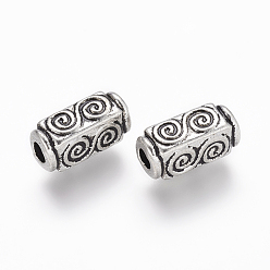 Antique Silver Tibetan Silver Beads, Lead Free & Cadmium Free, Cuboid, Antique Silver, about 10.5mm long, 5mm wide, 5mm thick, hole: 2.5mm