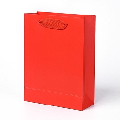 Red Kraft Paper Bags, with Handles, Gift Bags, Shopping Bags, Rectangle, Red, 20x15x6.2cm