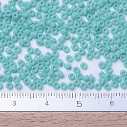 (RR412L) Opaque Turquoise Green MIYUKI Round Rocailles Beads, Japanese Seed Beads, 11/0, (RR412L) Opaque Turquoise Green, 11/0, 2x1.3mm, Hole: 0.8mm, about 5500pcs/50g