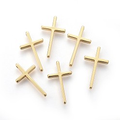 Real 18K Gold Plated Brass Pendants, Long-Lasting Plated, Cross, Real 18K Gold Plated, 23.5x13x3mm, Hole: 1.2mm