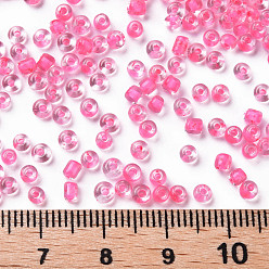 Ярко-Розовый 8/0 стакан бисер, прозрачные цвета внутри, круглое отверстие, круглые, ярко-розовый, 8/0, 3~4x2~3 мм, отверстия: 0.8 мм, около 15000 шт / мешок