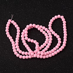 Pearl Pink Painted Glass Bead Strands, Baking Paint, Round, Pearl Pink, 6mm, Hole: 1.3~1.6mm, about 133pcs/strand, 31.4 inch