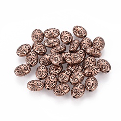 Red Copper Tibetan Style Alloy Beads, Cadmium Free & Nickel Free & Lead Free, Red Copper, 8x6x4.1mm, Hole: 1mm