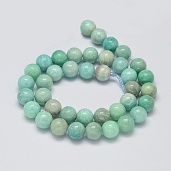 Amazonite Natural Amazonite Beads Strands, Round, 10mm, Hole: 1mm, about 40pcs/strand, 15.7 inch