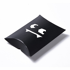 Black Halloween Pillow Boxes Candy Gift Boxes, Packaging Boxes, for Halloween Thanksgiving Party, Ghost Pattern, Black, 14x9.5x2.8cm