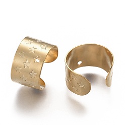 Golden 304 Stainless Steel Ear Cuff Findings, with Star Pattern, Golden, 11x10x7mm, Hole: 0.9mm