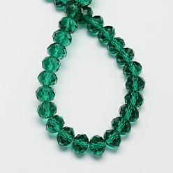 Sea Green Handmade Glass Beads, Faceted Rondelle, Sea Green, 14x10mm, Hole: 1mm, about 60pcs/strand