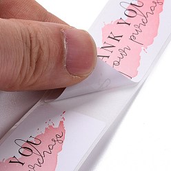 Pink Self-Adhesive Paper Gift Tag Youstickers, Rectangle Thank You Stickers Labels, for Small Business, Pink, 2.9x6x0.01cm, 120pcs/roll