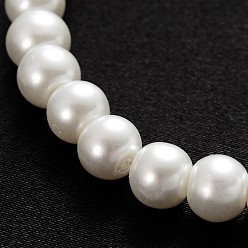Creamy White Trendy Glass Pearl Beaded Stretch Bracelets, Creamy White, 54mm