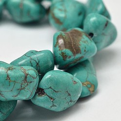 Light Sea Green Dyed Synthetic Turquoise Bead Strands, Nugget, Light Sea Green, 2~10x4~18mm, Hole: 1mm, about 15.3~15.7 inch