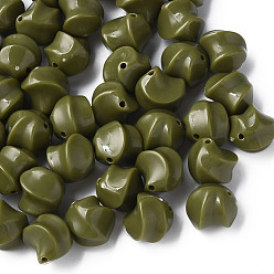 Темно-оливково-зеленый Непрозрачные акриловые бусины, твист, темно-оливковый зеленый, 14.5x14x14 мм, отверстие : 1.6 мм, Около 390 шт / 500 г