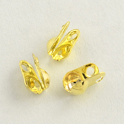 Golden Iron Bead Tips, Calotte Ends, Cadmium Free & Lead Free, Clamshell Knot Cover, Golden, 8x6x4mm, Hole: 2mm, 4.5mm inner diameter