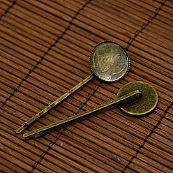 Antique Bronze 18mm Transparent Clear Domed Glass Cabochon Cover for Iron Hair Bobby Pin DIY Making, Antique Bronze, 63x19x2mm