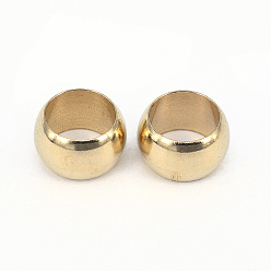 Raw(Unplated) Brass Spacer Beads, Nickel Free, Ring, Unplated, 9x5.5mm, Hole: 6.5mm