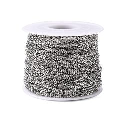 Stainless Steel Color 304 Stainless Steel Cable Chains, Soldered, with Spool, Oval, Stainless Steel Color, 2x1.5x0.4mm, about 164.04 Feet(50m)/roll