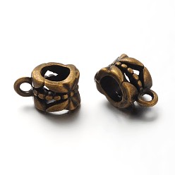 Antique Bronze Tibetan Style Hanger, Bail Beads, Cadmium Free & Lead Free, Cup, Antique Bronze, 11.5x6x8mm, Hole: 2mm, Inner Diameter: 4.3x4.4mm