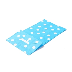 Deep Sky Blue Rectangle Kraft Paper Bags, None Handles, Gift Bags, Polka Dot Pattern, Deep Sky Blue, 13x8x24cm