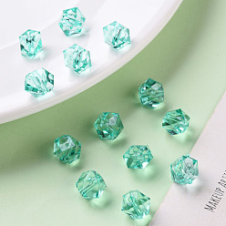 Turquoise Transparent Acrylic Beads, Faceted, Polygon, Turquoise, 8x10x9mm, Hole: 1.6mm, about 1300pcs/500g