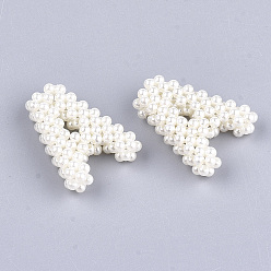 Letter Handmade ABS Plastic Imitation Pearl Woven Beads, Mixed Letters, Random Mixed Letters, 32~40x19~28x7~8mm