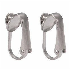 Stainless Steel Color 304 Stainless Steel Clip-on Earring Findings, Stainless Steel Color, 16x10x7.3mm
