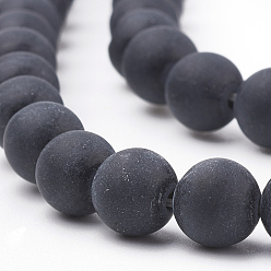 Obsidian Natural Obsidian Beads Strands, Frosted, Round, 6mm, Hole: 1mm, about 63pcs/strand, 15.5 inch