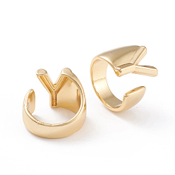 Letter Y Brass Cuff Rings, Open Rings, Long-Lasting Plated, Real 18K Gold Plated, Letter.Y, Size 6, 17mm