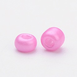 Hot Pink Baking Paint Glass Seed Beads, Hot Pink, 8/0, 3mm, Hole: 1mm, about 1111pcs/50g, 50g/bag, 18bags/2pounds