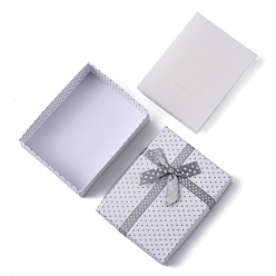 Белый Картон комплект ювелирных изделий коробки, с внешними бантом и губкой внутри, для ожерелья и подвески, прямоугольные, белые, 90x70x30 мм