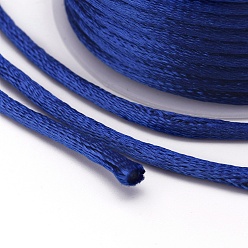 Blue Nylon Cord, Satin Rattail Cord, for Beading Jewelry Making, Chinese Knotting, Blue, 1mm, about 32.8 yards(30m)/roll