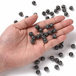 Hématite Perles de boule pave disco , Perles de strass d'argile polymère , ronde, hématite, pp 13 (1.9~2 mm), 6 rangées de strass, 10 mm, Trou: 1.5mm