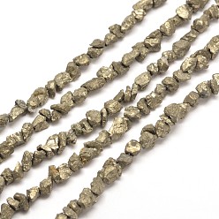 Pyrite Pépites de pyrite naturelles perles brins, 5~8x3~6mm, Trou: 1mm, environ 15.7 pouce
