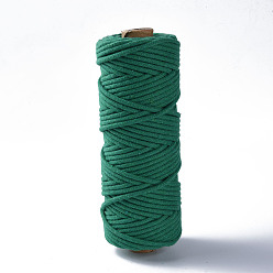 Green Cotton String Threads, Macrame Cord, Decorative String Threads, for DIY Crafts, Gift Wrapping and Jewelry Making, Green, 3mm, about 54.68 yards(50m)/roll