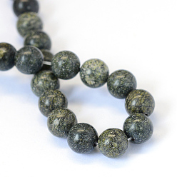 Serpentine Natural Serpentine/Green Lace Stone Round Bead Strands, 8~8.5mm, Hole: 1mm, about 47pcs/strand, 15.5 inch