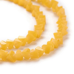 Goldenrod Glass Beads Strands, Imitation Jade Glass, Faceted, Polygon, Goldenrod, 2.5x2.5x2.5mm, Hole: 0.7mm, about 150pcs/strand, 13.39''(34cm)