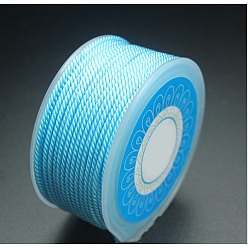 Light Sky Blue Round Nylon Cords, Milan Cords/Twisted Cords, Light Sky Blue, 2.5mm, about 10.93 yards(10m)/roll