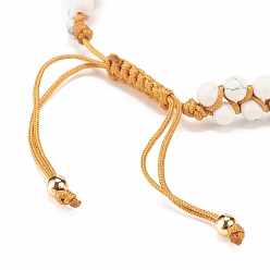 Howlite Teardrop Natural & Synthetic Howlite Braided Bead Bracelet, Double Line Gemstone Adjustable Bracelet for Women, Inner Diameter: 2-1/8~3-3/8 inch(5.4~8.6cm)