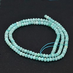 Amazonite Faceted Rondelle Natural Amazonite Bead Strands, 3x2mm, Hole: 0.8mm, about 163pcs/strand, 15.5 inch