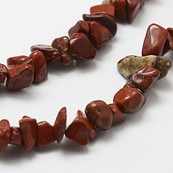 Red Natural Red Jasper Beads Strands, Chip, Red, 3~5x7~13x2~4mm, Hole: 0.4mm, 34.9 inch
