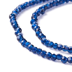 Bleu Nuit Chapelets de perles en verre transparentes  , facette, ronde, bleu minuit, 2mm, Trou: 0.6mm, Environ 182~201 pcs/chapelet, 14.57~15.24 pouce ((37~38.7 cm)