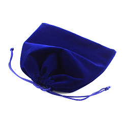Blue Velvet Jewelry Bag, Rectangle, Blue, 17x15cm