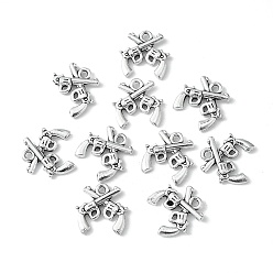 Antique Silver Zinc Alloy Necklace Pendants, Cross Pistol, Double Gun Jewelry Charm, Lead Free and Cadmium Free, Antique Silver, about 16mm long, 16mm wide, 3mm thick, hole: 2mm