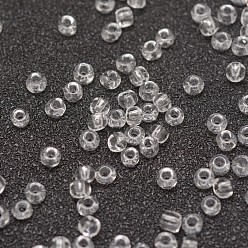 Clear 15/0 Glass Seed Beads, Grade A, Round, Transparent Colours, Clear, 1.3~1.5mm, Hole: 0.5mm, about 75000pcs/pound