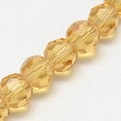 Orange Chapelets de perles en verre, à facettes (32 facettes), ronde, orange, 4mm, Trou: 1mm, Environ 98 pcs/chapelet, 13.7 pouce