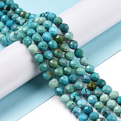 HuBei Turquoise Natural HuBei Turquoise Beads Strands, Faceted, Round, 6mm, Hole: 0.9mm, about 60~62pcs/strand, 15.35 inch(39cm)
